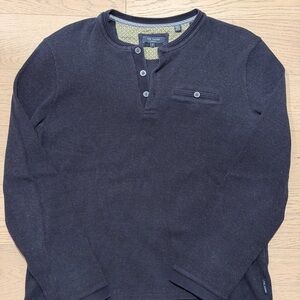 Ted Baker Dark Blue Long Sleeve Henley Size L (4) Normcore